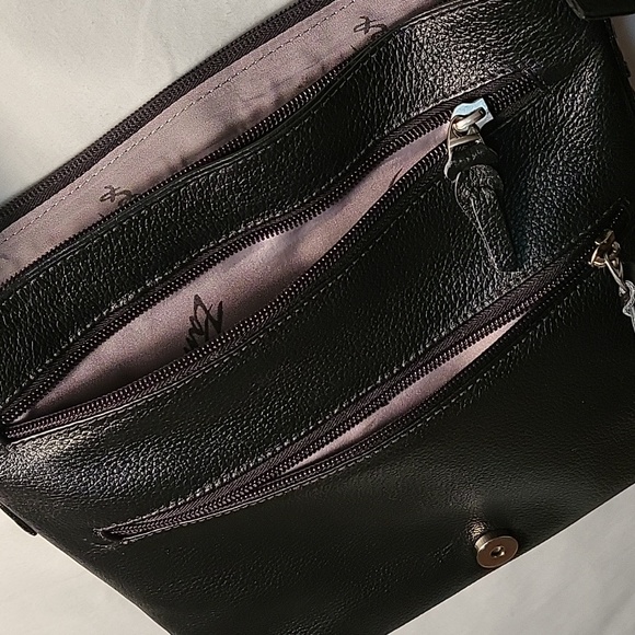 Zamex Black Leather Crossbody W/Butterfly Design - Picture 7 of 8